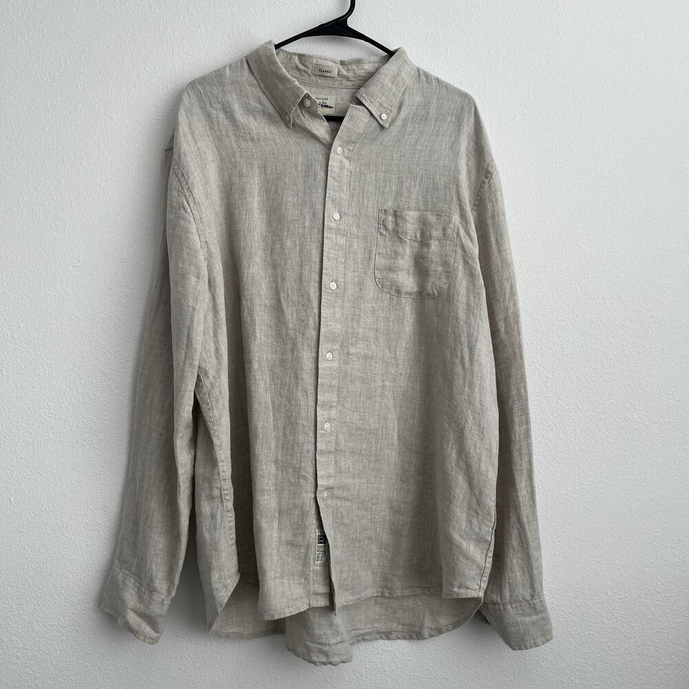 J Crew Garçon Classic Shirt In Baird McNutt Irish Linen Classic Fit Mens XL FLY